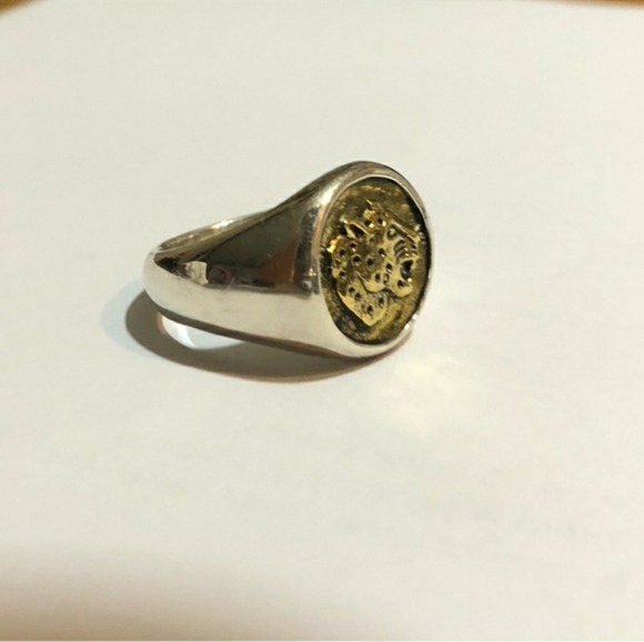 JEWELRYLAB Handmade Jaguar Ring 925 Sterling Silver Brass Emblem.EUC! - Picture 5 of 11